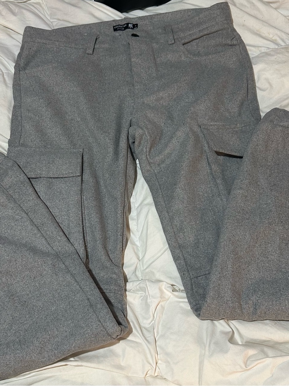 American Stitch Wool Blend Cargo Pants Men’s M Grey Tapered Utility 29” Inseam
